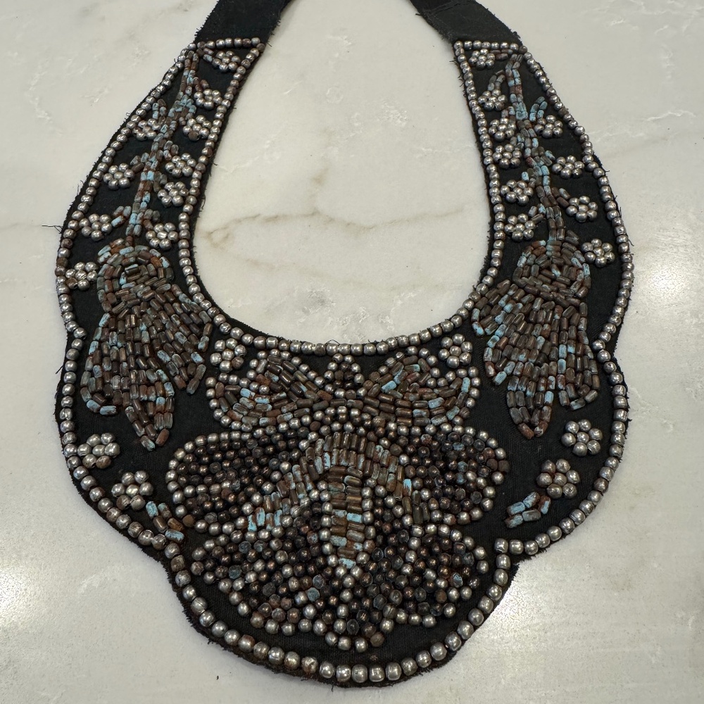 Vintage statement neckpiece 1950s. Intricate beadwork, tie back.
